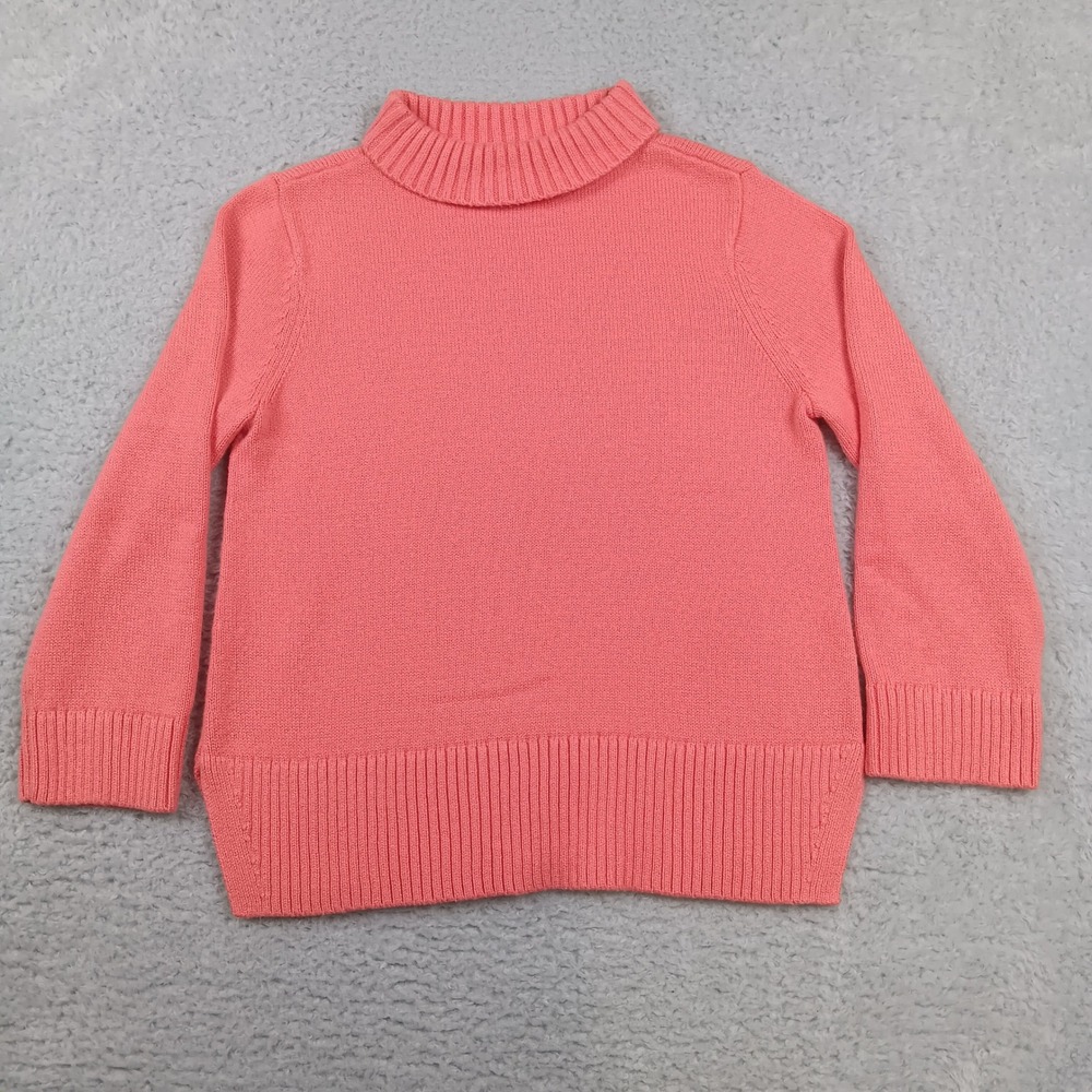 Talbots Turtleneck Sweater Womens LP Coral Pink Ribbed Cotton Blend Mock Neck